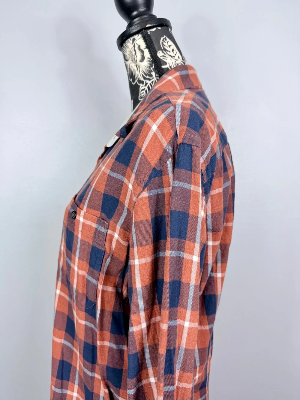 Banana Republic men's slim fit orange fall plaid button down shirt size large
